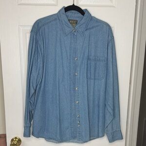 Coosa County Classic Blue Denim Button Down Men’s Long Sleeve Shirt. Sz 2XL.